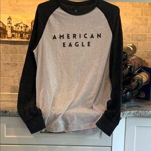 American Eagle Outfitters Gray and Black Long Sleeve Tee
